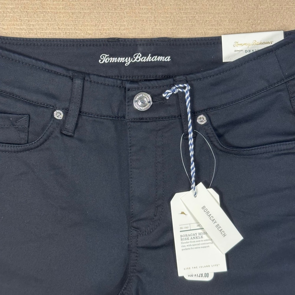 Tommy Bahama Boracay Pants NWT Women 2 (27x28) Black High Rise Ankle $128 - Picture 2 of 13